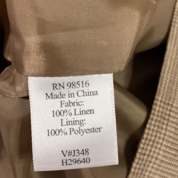 Coldwater Creek Size 1X belted blazer/lightweight jacket in tan linen - Picture 8 of 9